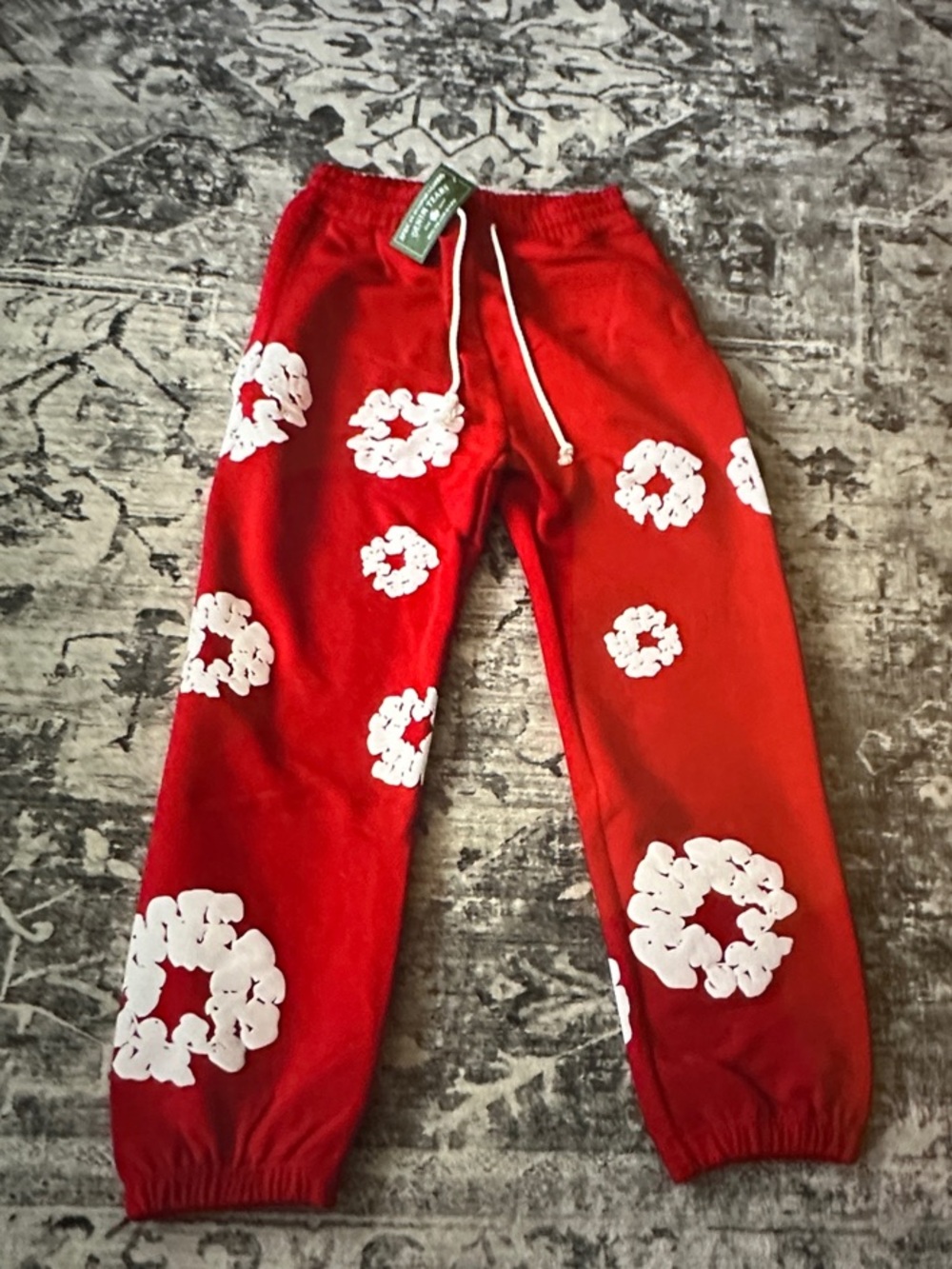 Red Floral Graphic Sweatpants with Drawstring